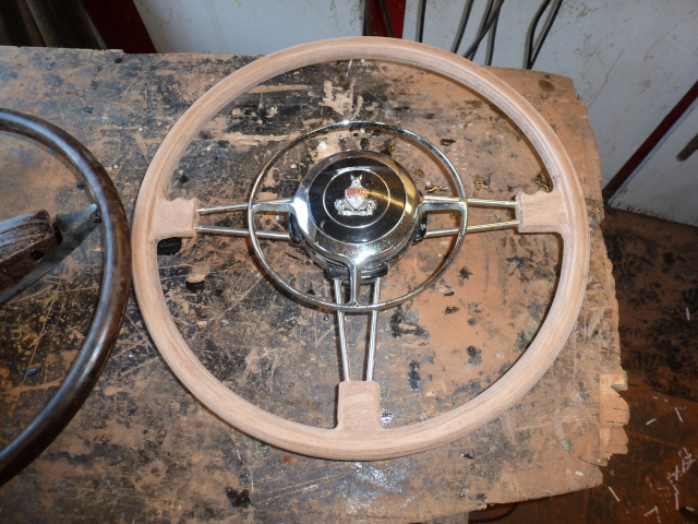 Steering wheel before applying clear coat