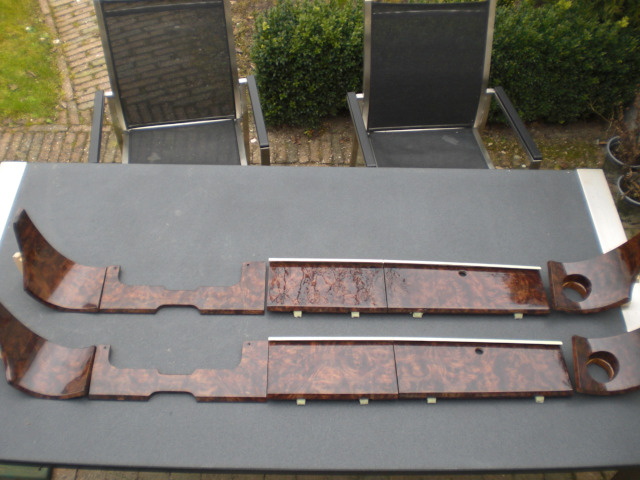 2x restored dashboards in dark Burl walnut, replacing the original Mahogony