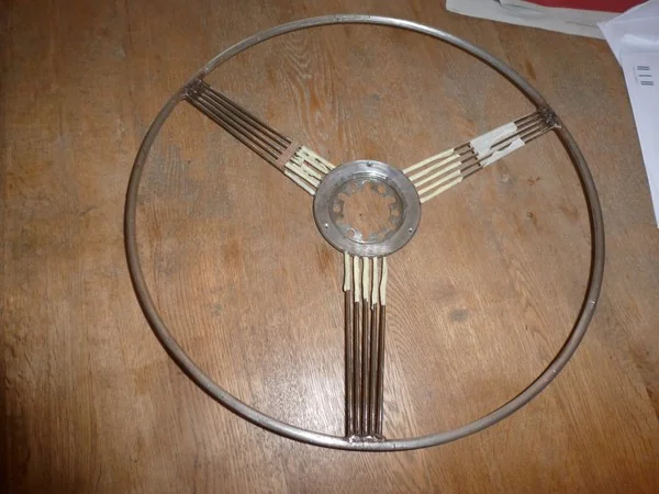 Citroën Traction Avant steel steering wheel frame after cleaning and derusting