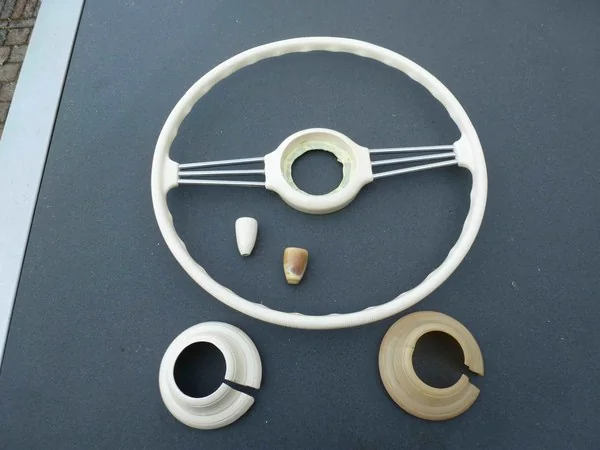 Citroën Traction Avant restored steering wheel with matching gear knob and cover