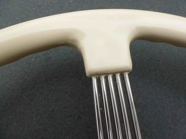 Delahaye steering wheel detail showing new spokes at rim transition