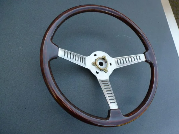 Fiat Dino restored steering wheel made from mahogany plywood